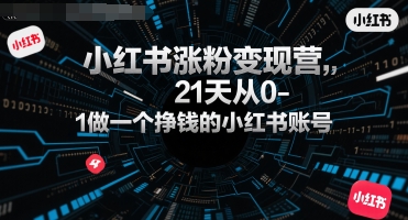 小红书涨粉变现营，21天从0-1做一个挣钱的小红书账号-财兔窝项目网