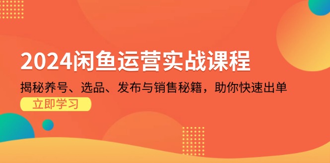 2024闲鱼运营实战课程：揭秘养号、选品、发布与销售秘籍，助你快速出单-财兔窝项目网