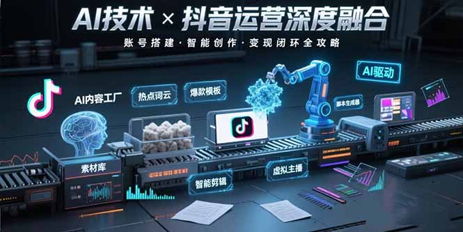 AI技术与抖音运营的深度融合应用：涵盖账号搭建、内容创作、收益变现等-财兔窝项目网