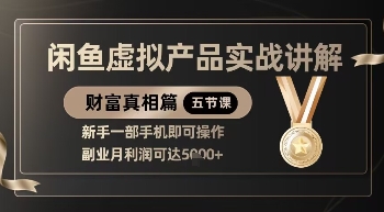 精品！闲鱼虚拟产品实战讲解，新手一部手机即可操作，副业月利润可达5k+-财兔窝项目网