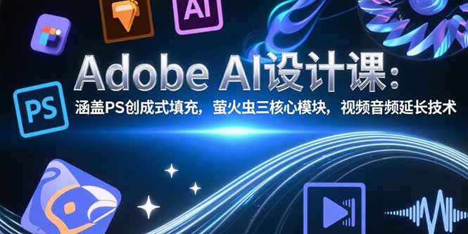 Adobe AI设计课：涵盖PS创成式填充，萤火虫三核心模块，视频音频延长技术-财兔窝项目网