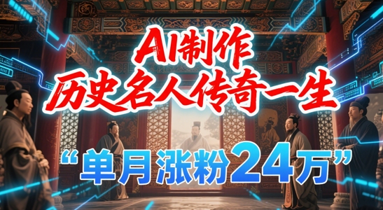 暴力起号！用AI制作历史名人传奇一生，单月涨粉24W，涨粉+变现赛道黑马来了-财兔窝项目网