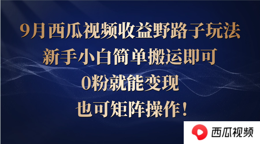 西瓜视频收益野路子玩法，新手小白简单搬运即可，0粉就能变现，也可矩…-财兔窝项目网