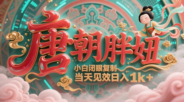 用AI克隆“唐朝胖妞”日更3条，平台疯狂推流，小白闭眼复制，当天见效，日入1k+-财兔窝项目网