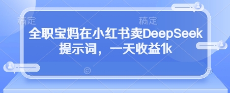 全职宝妈在小红书卖DeepSeek提示词，一天收益1k-财兔窝项目网