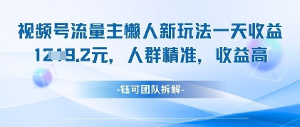 视频号流量主懒人新玩法，一天收益1k，人群精准收益高-财兔窝项目网