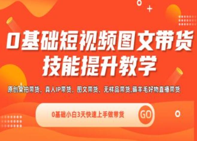 0基础短视频图文带货实操技能提升教学(直播课+视频课),0基础小白3天快速上手做带货-财兔窝项目网