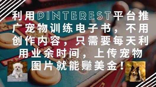 利用Pinterest平台推广宠物训练电子书，不用创作内容，只需要每天利用业余时间，上传宠物图片就能挣美金!-财兔窝项目网