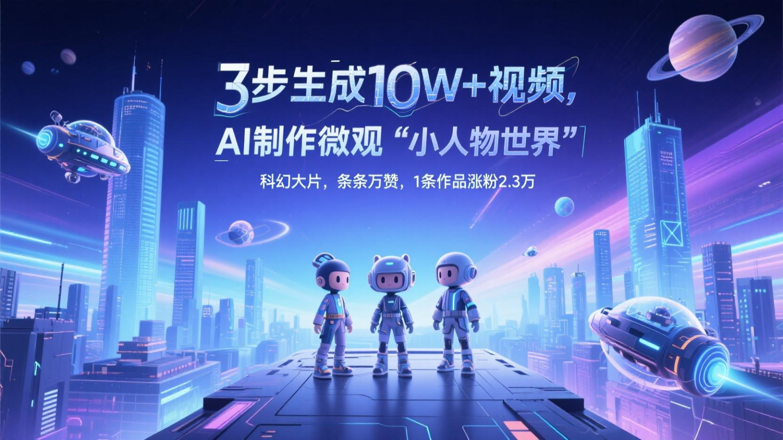 三步生成10W+视频，AI制作微观“小人物世界”科幻大片，条条万赞，1条作品涨粉2.3万-财兔窝项目网
