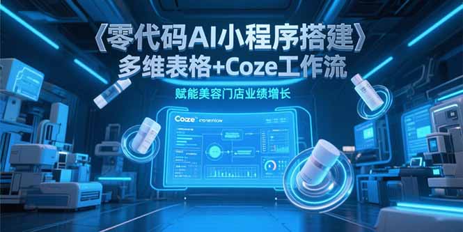 零代码AI小程序搭建，多维表格+Coze工作流，赋能美容门店业绩增长-财兔窝项目网