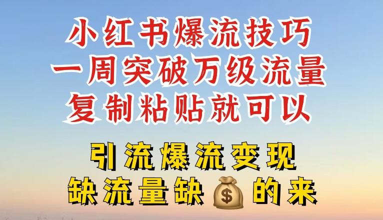 小红书爆流技巧，一周突破万级流量，复制粘贴就可以，引流爆流变现【揭秘】-财兔窝项目网
