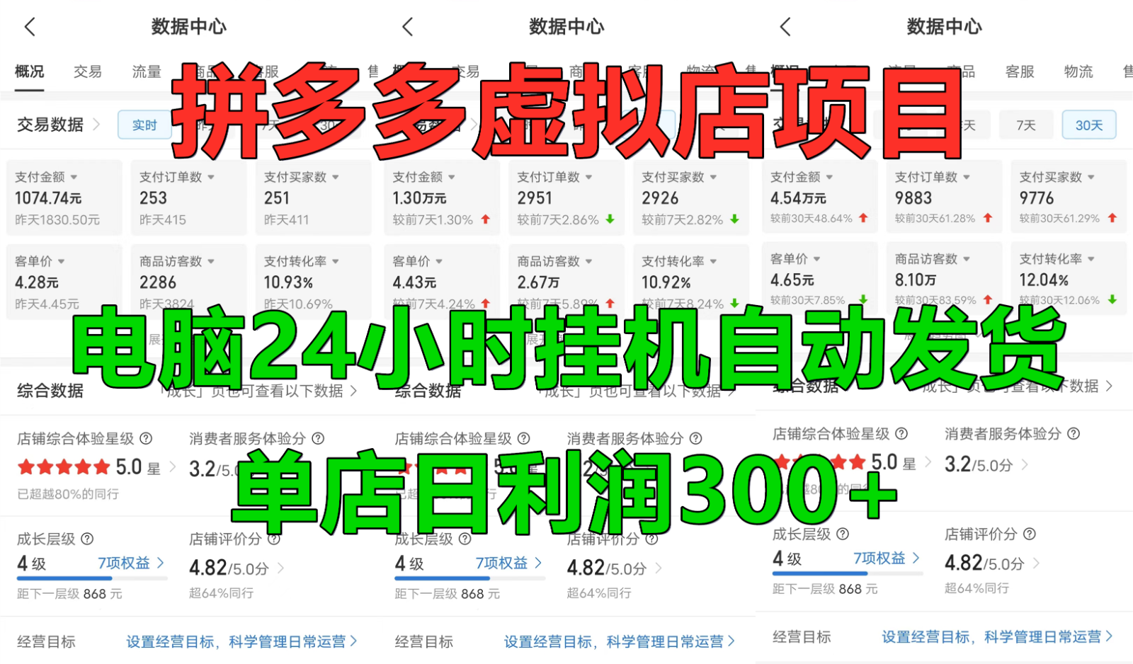 拼多多虚拟店铺项目，电脑挂机自动发货，单店日利润300+-财兔窝项目网