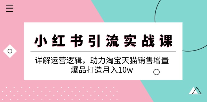 小红书引流实战课：详解运营逻辑，助力淘宝天猫销售增量，爆品打造月入10w-财兔窝项目网