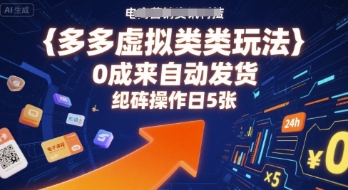 多多虚拟类目玩法，0成本全自动发货，矩阵操作日5张-财兔窝项目网