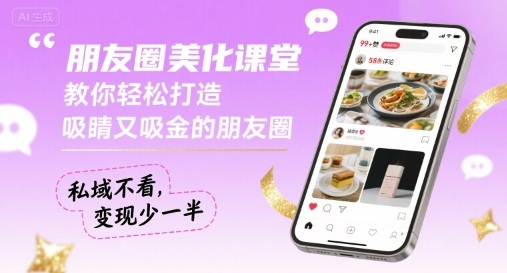 朋友圈美化课堂，教你轻松打造，吸睛又吸金的朋友圈，私域不看，变现少一半-财兔窝项目网