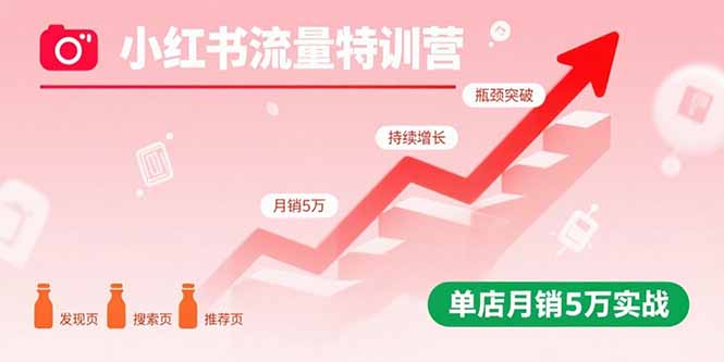 小红书流量特训营：突破流量瓶颈，实现店铺持续增长，单店月销5万实战-财兔窝项目网