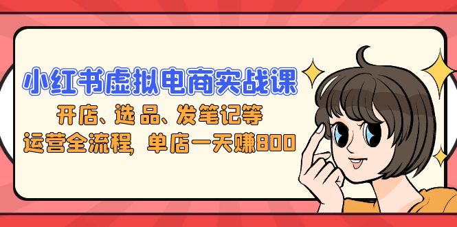 小红书虚拟电商实战课：开店、选品、发笔记等运营全流程，单店一天赚800-财兔窝项目网