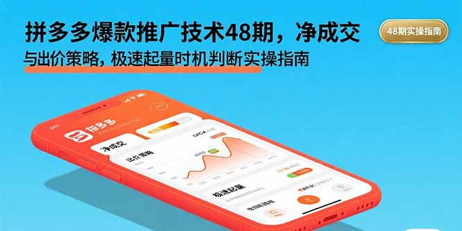 拼多多爆款推广技术48期，净成交与出价策略，极速起量时机判断实操指南-财兔窝项目网