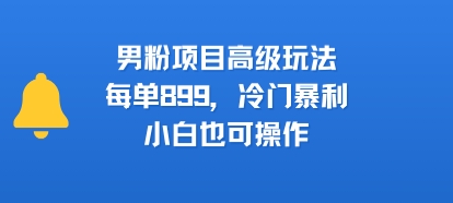 男粉项目高级玩法，每单899，冷门暴利，小白也可操作-财兔窝项目网