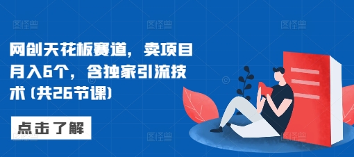 网创天花板赛道，卖项目月入6个，含独家引流技术(共26节课)-财兔窝项目网