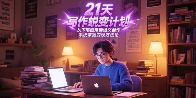 21天写作蜕变计划，从下笔困难到爆文创作，系统掌握变现方法论-财兔窝项目网