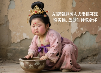 AI唐朝胖美人夫妻搞笑涨粉实操，五分钟教会你-财兔窝项目网