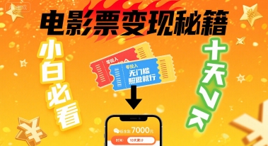 小白必看！卖电影票项目，零投入无门槛谁都能做，十天到手 7k，照做就行【揭秘】-财兔窝项目网