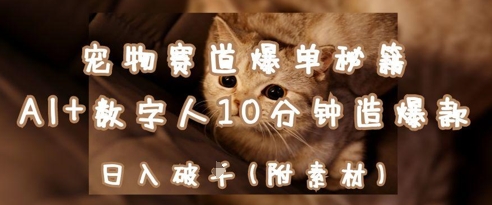 宠物赛道爆单秘籍：AI+数字人10分钟造爆款，日入1k-财兔窝项目网