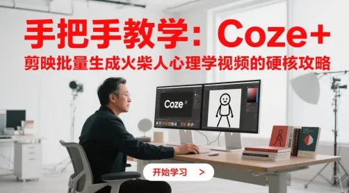 手把手教学：Coze + 剪映批量生成火柴人心理学视频的硬核攻略-财兔窝项目网
