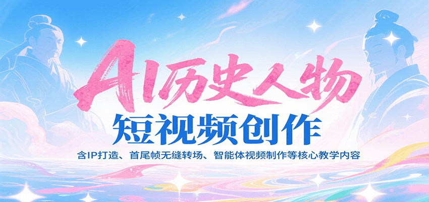 AI历史人物短视频创作，含IP打造、首尾帧无缝转场、智能体视频制作等核心教学内容-财兔窝项目网