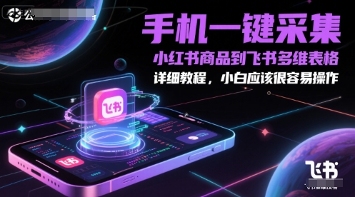 手机一键采集小红书商品到飞书多维表格，详细教程，小白应该很容易操作-财兔窝项目网