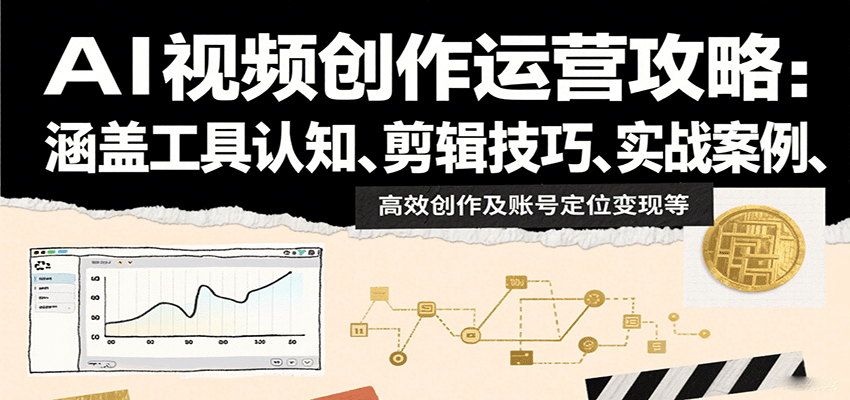 AI视频创作运营攻略：涵盖工具认知、剪辑技巧、实战案例、高效创作及账号定位变现等-财兔窝项目网