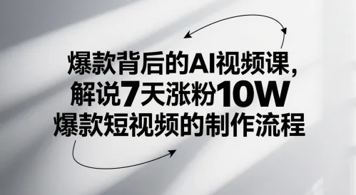 爆款背后的AI视频课，解说7天涨粉10W爆款短视频的制作流程-财兔窝项目网