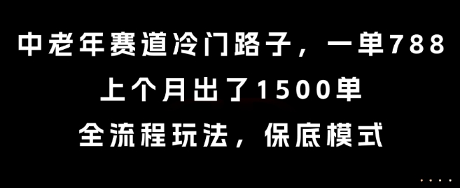中老年赛道冷门路子，一单788，上个月出了1500单，全流程玩法，保底模式【揭秘】-财兔窝项目网