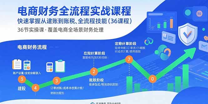 电商财务全流程实战课程：快速掌握从建账到报税的全流程技能(36节课-财兔窝项目网