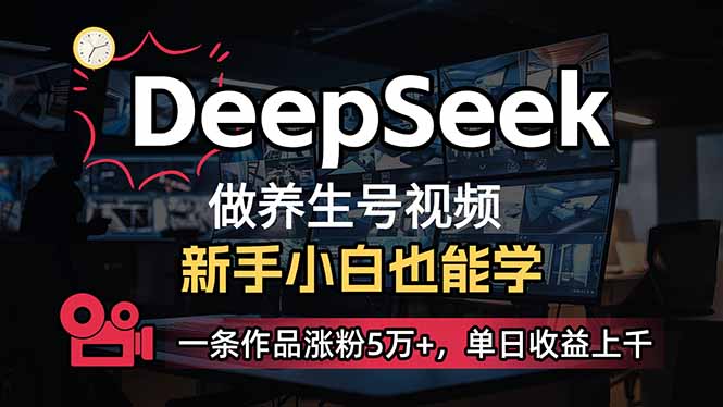 小白用DeepSeek做养生号，一条作品涨粉5万+，单日收益上千-财兔窝项目网