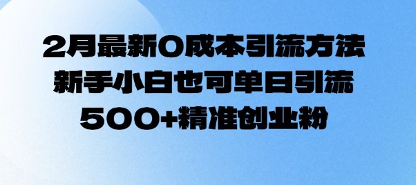 2月最新0成本引流方法，新手小白也可单日引流500+精准创业粉-财兔窝项目网