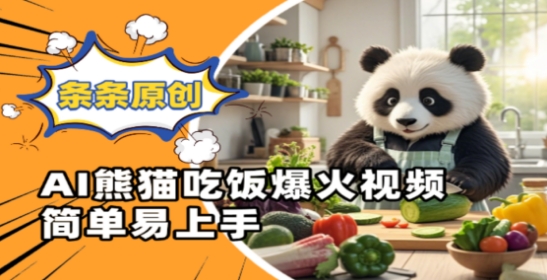 Ai熊猫吃饭爆火视频，条条原创，简单易上手-财兔窝项目网