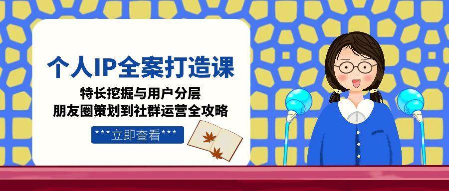 个人IP全案打造课，特长挖掘与用户分层，朋友圈策划到社群运营全攻略-财兔窝项目网