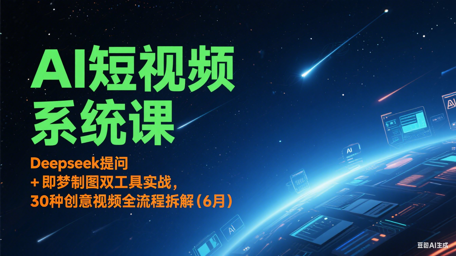 AI短视频系统课：Deepseek提问 + 即梦制图双工具实战，30种创意视频全流程拆解(6月)-财兔窝项目网