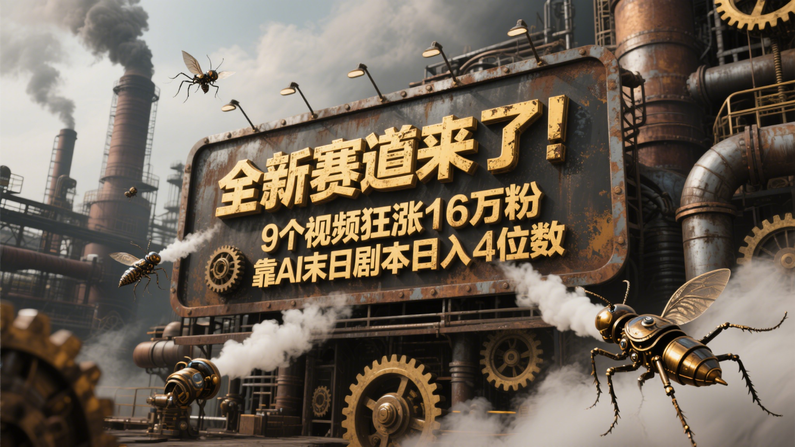 全新赛道来了！9个视频狂涨16万粉，靠AI末日剧本日入4位数，评论区爆肝追更！-财兔窝项目网