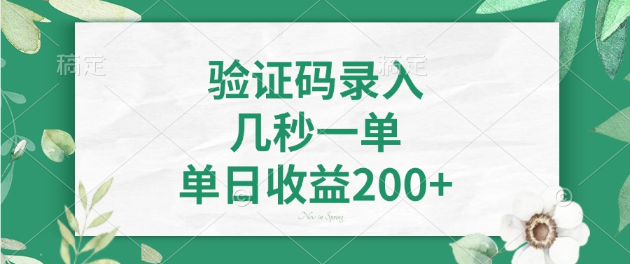 验证码录入，几秒一单，单日收益200+-财兔窝项目网