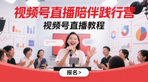 视频号直播陪伴践行营，视频号直播教程-财兔窝项目网