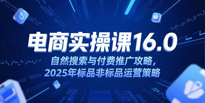 淘宝电商运营课16.0，自然搜索与付费推广攻略，2025年标品非标品运营策略-财兔窝项目网