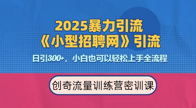 2025最新暴力引流方法，招聘平台一天引流300+，日变现多张，专业人士力荐-财兔窝项目网