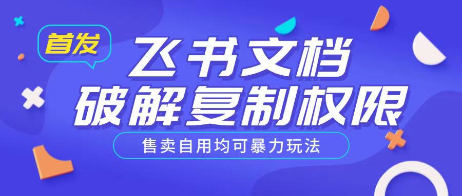 首发飞书文档破解复制权限，售卖自用均可暴力玩法-财兔窝项目网