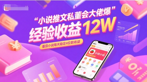 小说推文私董会大佬爆单经验分享收益12W，番茄小说每天稳定4位数收益-财兔窝项目网