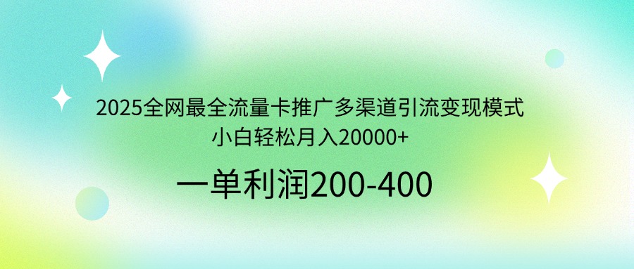 2025全网最全流量卡推广多渠道引流变现模式，小白轻松月入20000+-财兔窝项目网