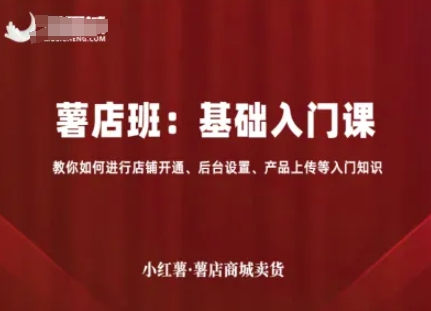 小红薯薯店商城卖货，基础入门课，教你如何进行店铺开通、后台设置、产品上传等入门知识-财兔窝项目网