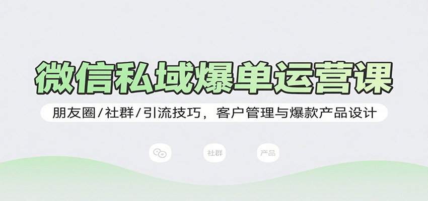 微信私域爆单运营课：朋友圈/社群/引流技巧，客户管理与爆款产品设计-财兔窝项目网